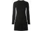 Schwarzes Damen-Feinstrickkleid mit langen Ärmeln und Rippenstruktur