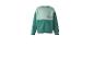Zweifarbiger grüner Langarm-Sweatshirt mit „SPORTS CHAMP“-Aufschrift.