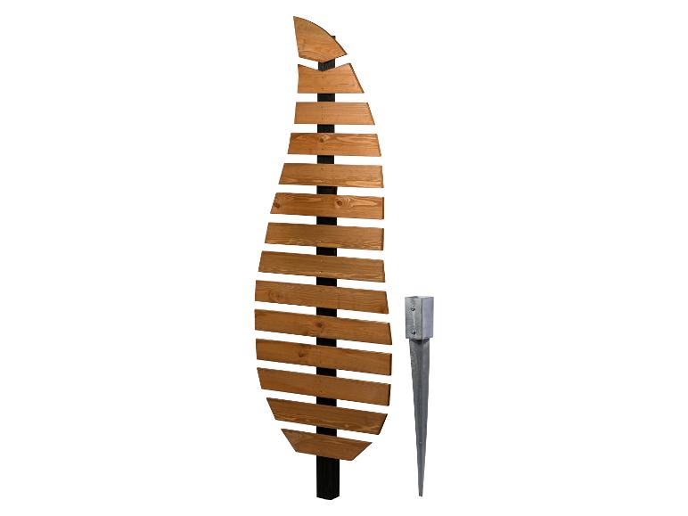 Dekorativer Holzzaun in Blatt-Form mit Bodenanker.
