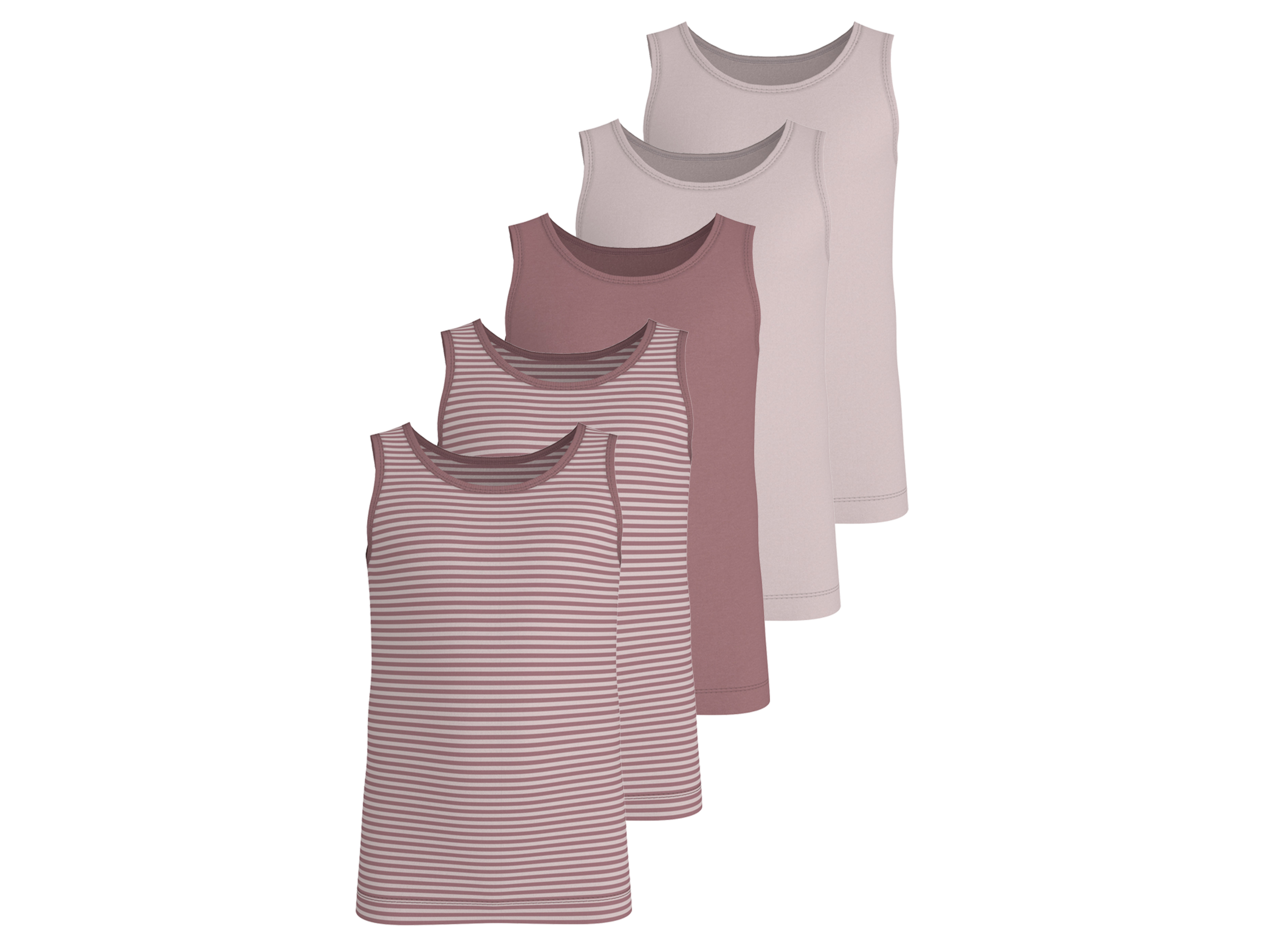 LUPILU® Kinder Unterhemd, 5 Stück (gemustert/rosa, 98/104)