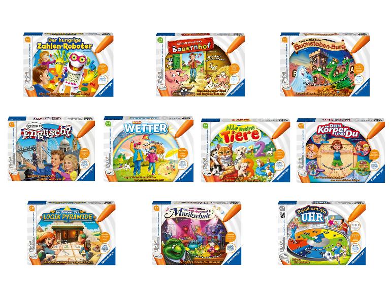 Neun Lernspiele für Kinder mit Themen wie Zahlen, Tiere, Wetter und der menschliche Körper.
