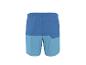 Zweifarbige blaue Badeshorts mit elastischem Bund und Gesäßtasche.