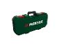 Ein grüner Werkzeugkoffer von Parkside mit Griff.