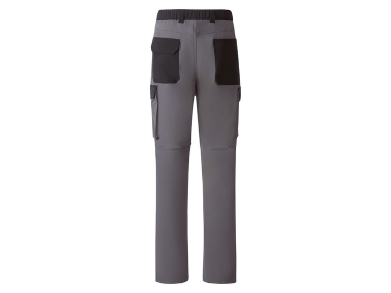 Graue Cargohose mit schwarzen Details.