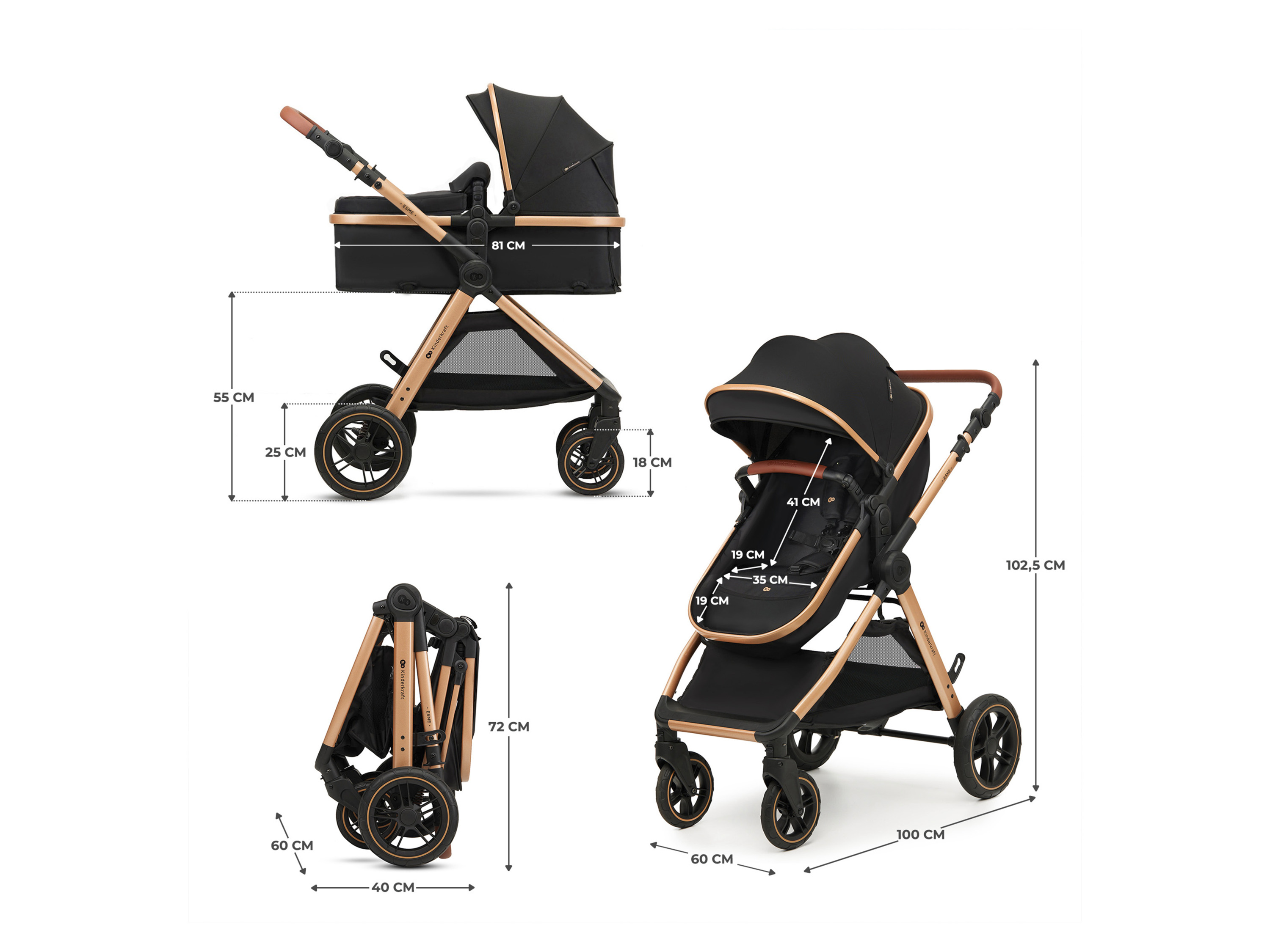 KINDERKRAFT Kinderwagen »Esme Classic 2in1« (Schwarz) – Bild 4 von 4
