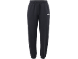 Schwarze Jogginghose mit elastischem Bund und Knöcheln, verziert mit einem kleinen weißen Logo.