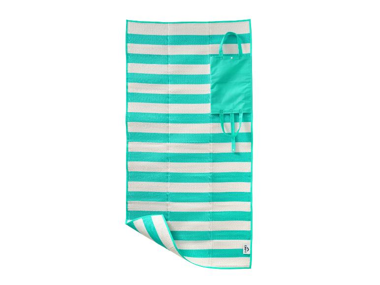 Gestreifte Strandmatte mit Griff, türkis und weiß