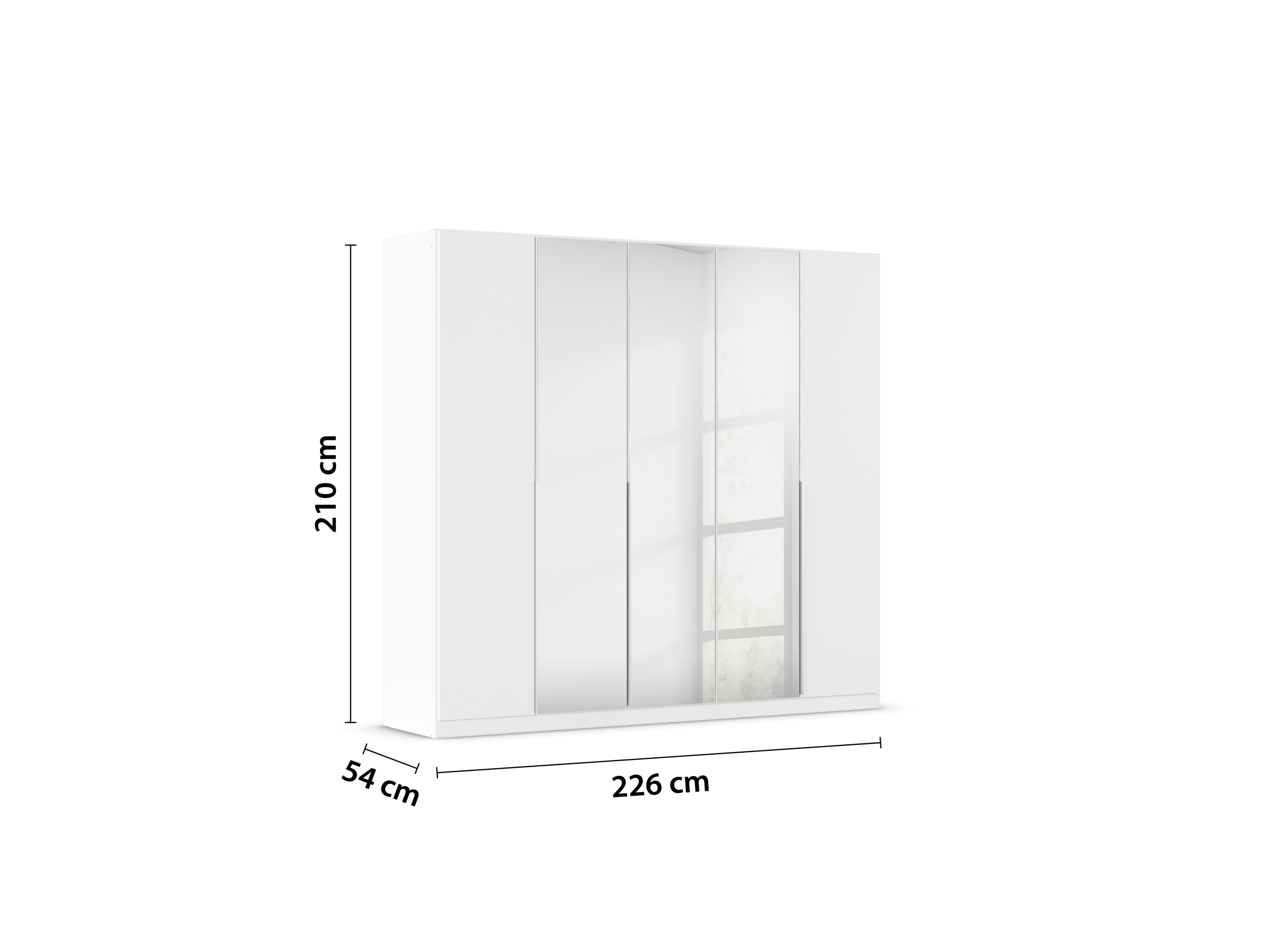 RAUCH ORANGE Drehtürenschrank Alabama mit Spiegel (Premium-Zubehör, Weiß, Griffe Alufarben, 226 x 210 cm) – Bild 4 von 4