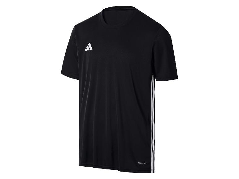 Schwarzes Adidas T-Shirt mit weißen Streifen und AEROREADY-Logo