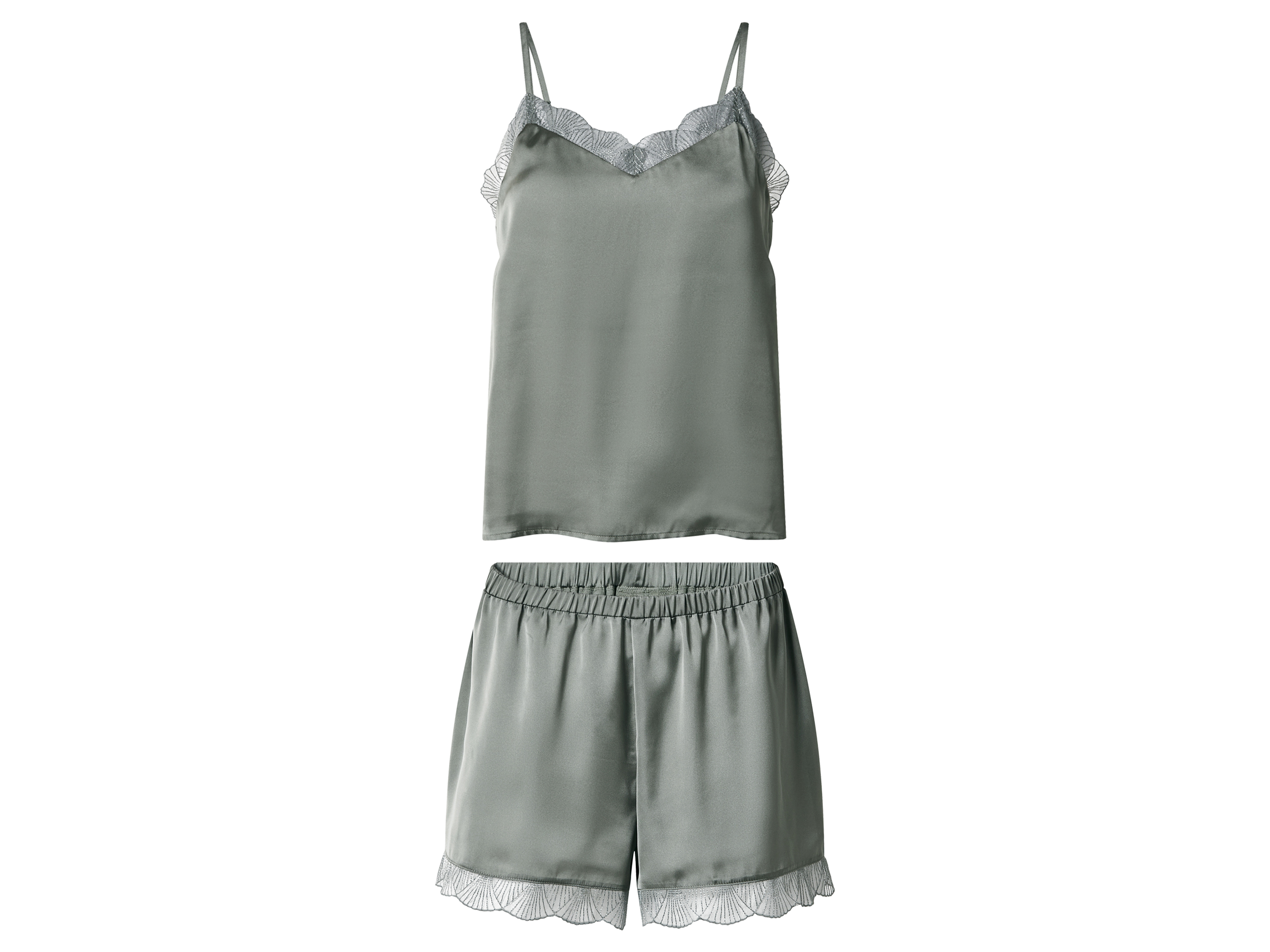 ESMARA® Damen Satin-Pyjama (Grün, S(36/38)) - Farbe: gruen