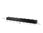 Schwarze Soundbar mit den Maßen 800 mm Länge, 63 mm Höhe und 95 mm Tiefe.