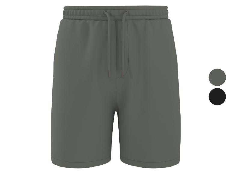 Herren-Sweatshorts in Dunkelgrün mit Kordelzug, in zwei Farben erhältlich.