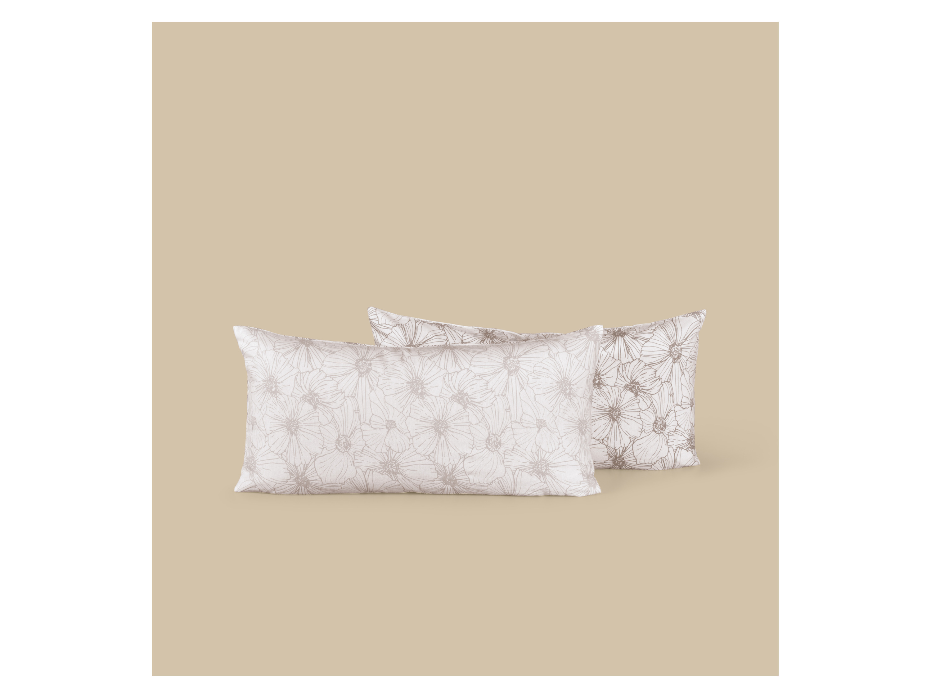 LIVARNO® Feinbiber-Kissenbezüge, 40 x 80 cm, 2 Stück (Floral/taupe) – Bild 2 von 4
