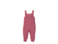 Gestrickter Baby-Strampler in Unifarben Rosa mit Schulterträgern.