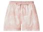 Damen-Pyjamashorts mit rosa Palmenblattmuster und Kordelzug in der Taille.