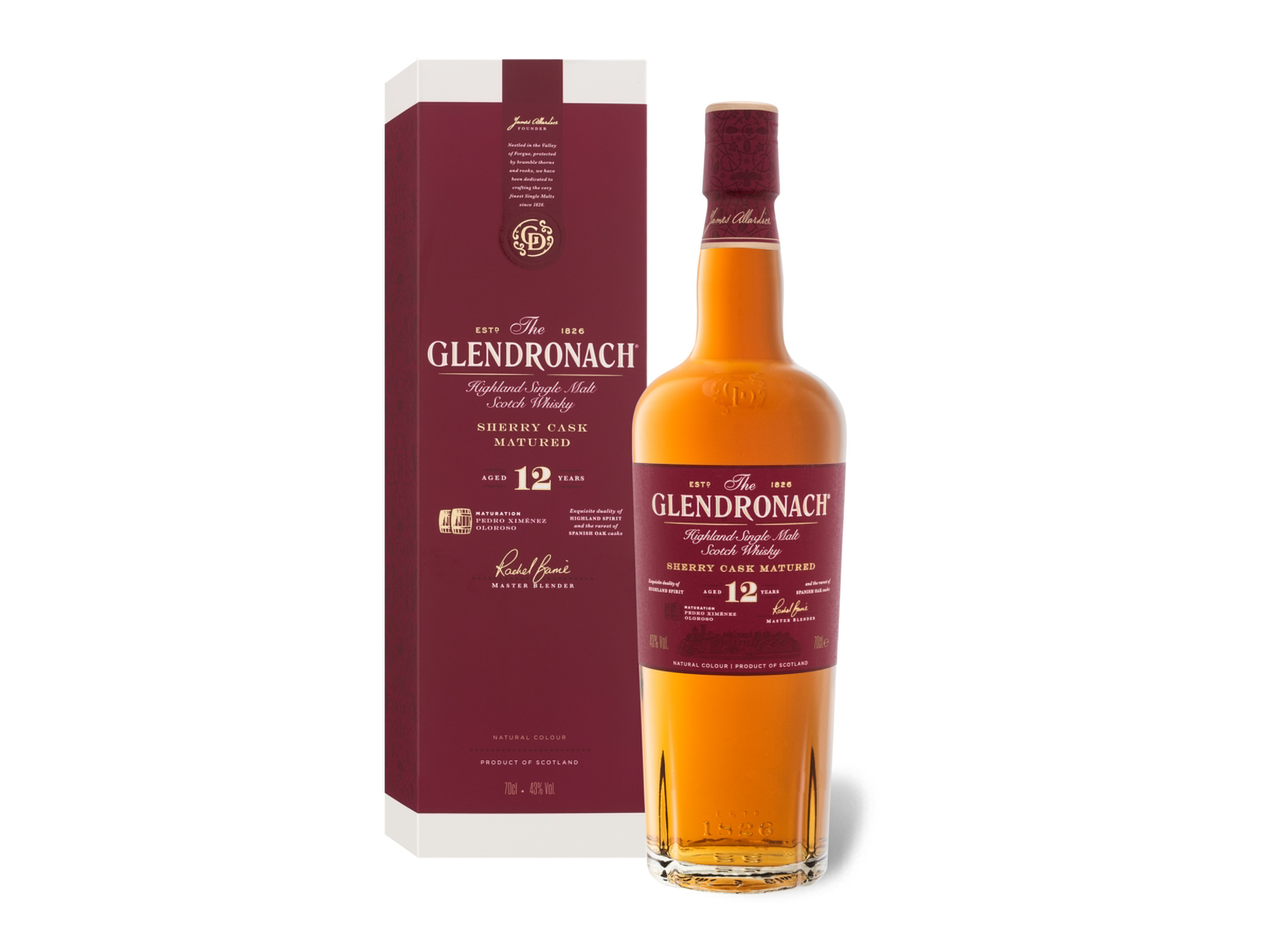 Glendronach Highland Single Malt Scotch Whisky 12 Jahre mit Geschenkbox 43% Vol | 05060716145384