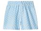 Blau-weiß gestreifte Seersucker-Shorts mit elastischem Bund.