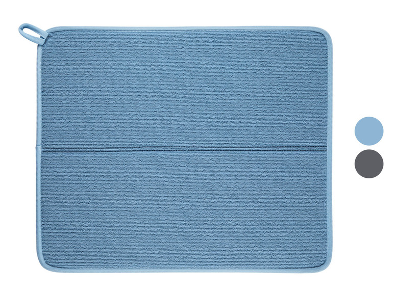 Ein blaues Mikrofaser-Geschirrtuch.