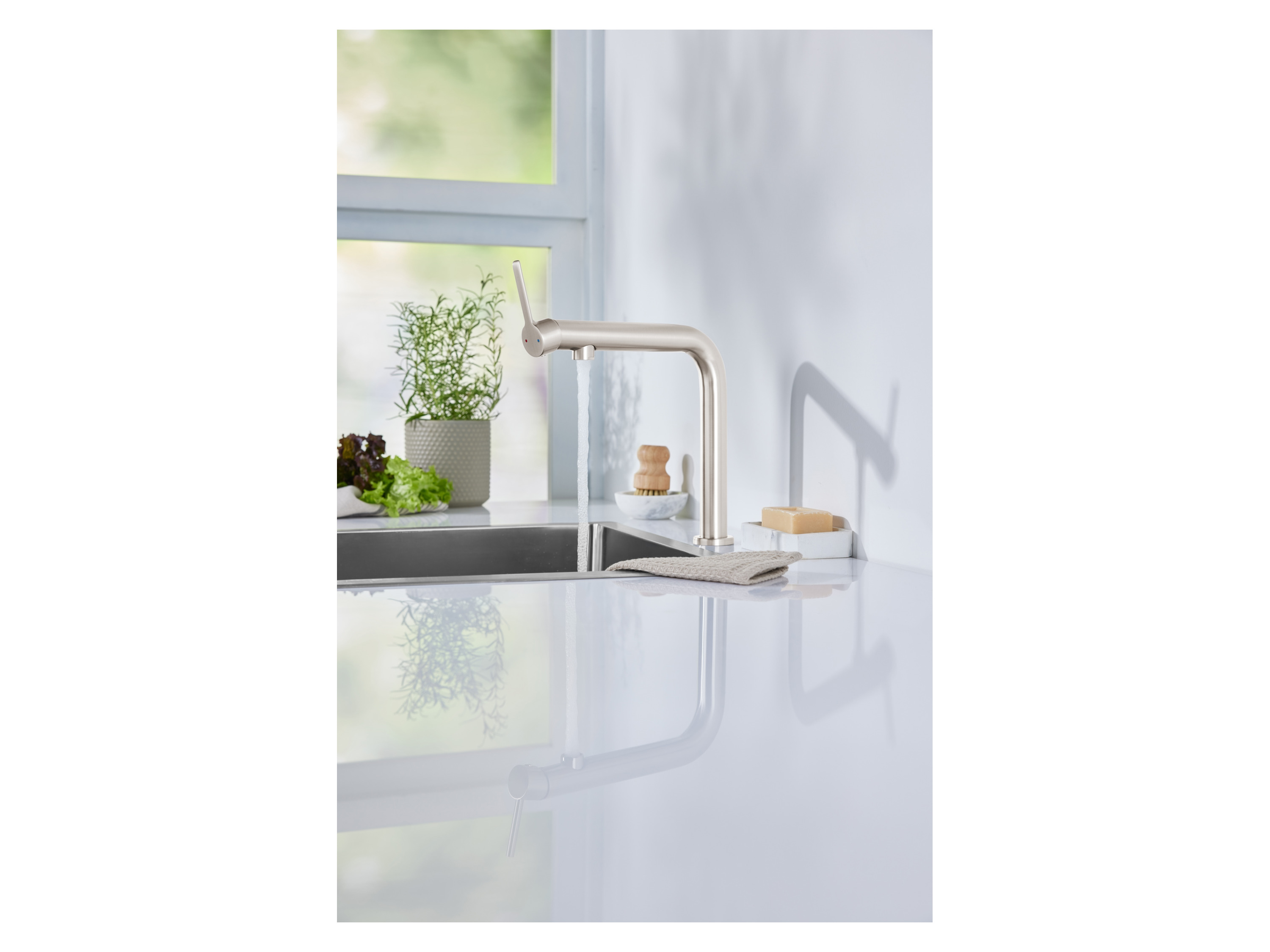 Thumbnail - LIVARNO home Einhebel-Küchenarmatur, mit Eco-Flow-Funktion (Edelstahl)