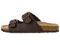 Braune Damensandalen mit zwei Schnallen und Korksohle