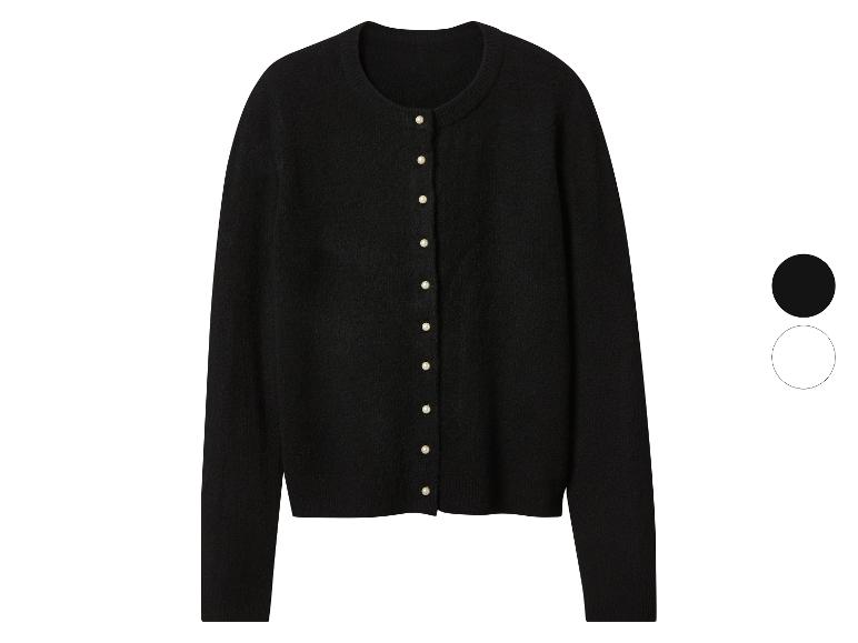 Schwarze Strickjacke mit Perlmuttknöpfen und Farboptionen