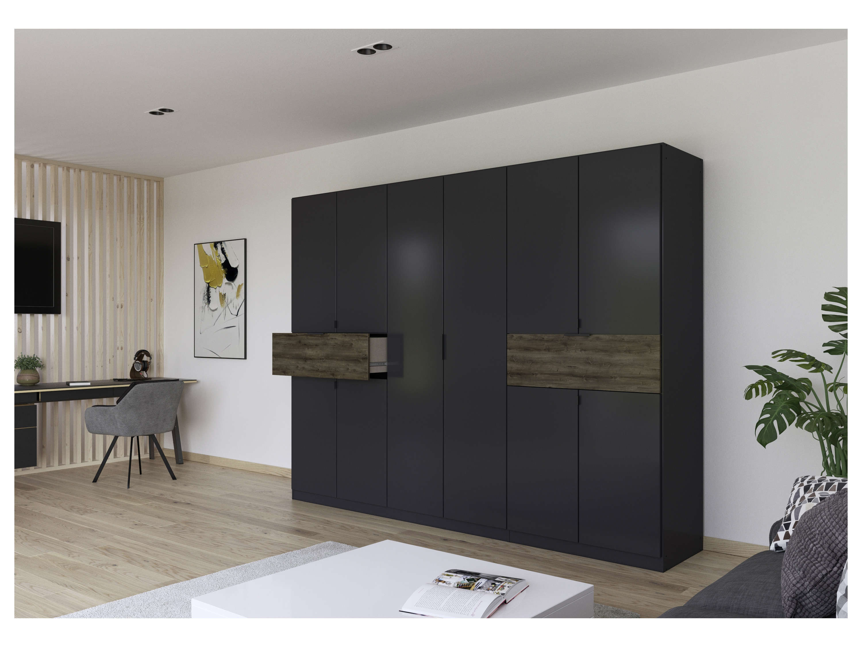 Thumbnail - rauch BLUE Ticao Drehtürenschrank (10-türig, 2 Schubkästen, Dekor-Druck Atlantic Oak, 271 x 210 cm (BxH))