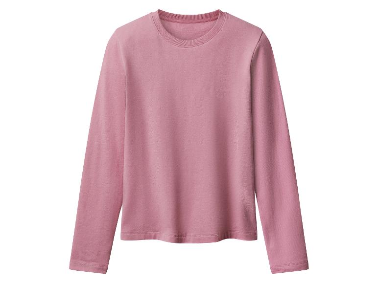 Ein rosa Langarm-Sweatshirt auf weißem Hintergrund.