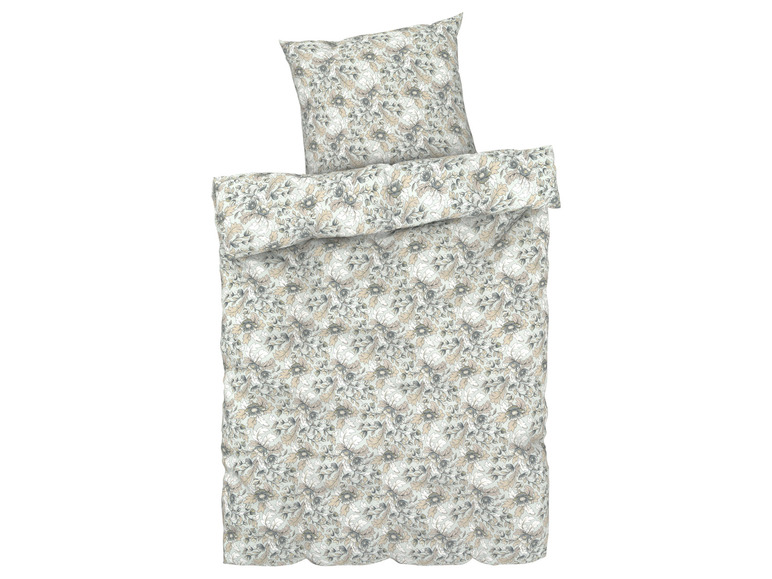 Ein Bettbezug und ein Kissenbezug mit Blumenmuster.