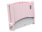 Rosa Spielzeugaufbewahrungseinheit mit Herzausschnitten und weißem Griff.