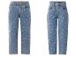 Mädchen-Bluejeans mit bunten Punkten und Herzmustern