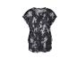 Damen-T-Shirt mit grau-schwarzem Batikmuster.