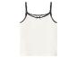 Weißes Trägertop mit schwarzem Rand und Schleife