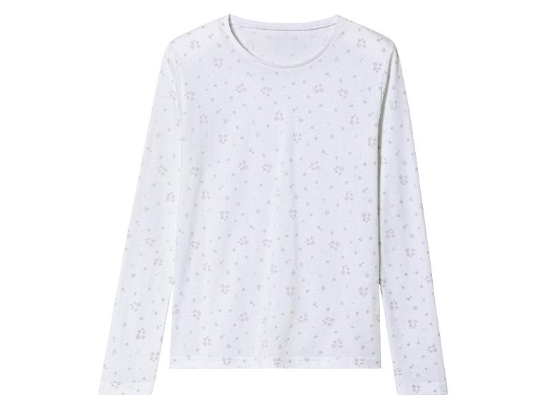 Weißes Langarmshirt mit Blumenmuster.