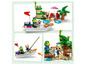 LEGO Animal Crossing Sets mit einem Boot, einer Insel und Tierfiguren.