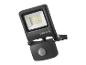 Schwarzer LED-Fluter mit Bewegungsmelder.