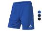 Blaue Adidas Sport Shorts mit weißem Logo.