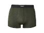 Dunkelgrüne Herren-Boxershorts mit schwarzem Gummibund.