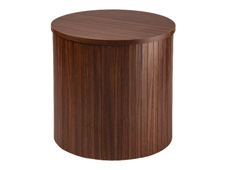 Zylindrischer Beistelltisch aus dunklem Holz