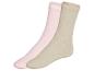 Zwei Paar weiche Socken in Rosa und Beige.