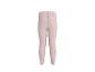 Rosa Kinderleggings mit braunen Punkten.