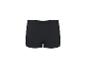Schwarze Boxershorts mit elastischem Bund, Rückansicht.
