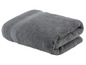 Ein gefaltetes graues Handtuch, bereit zur Verwendung.
