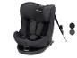 Schwarzer Kindersitz mit grauen Details und Sicherheitsgurten.