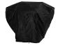 Schwarze wetterfeste Grillabdeckung aus strapazierfähigem Stoff.