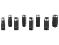 Schwarze Schlagschraubernüsse in den Größen 10, 11, 13, 14, 16, 17, 19 und 22 mm.