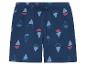 Marineblaue Kinder-Shorts mit Bootsmuster.