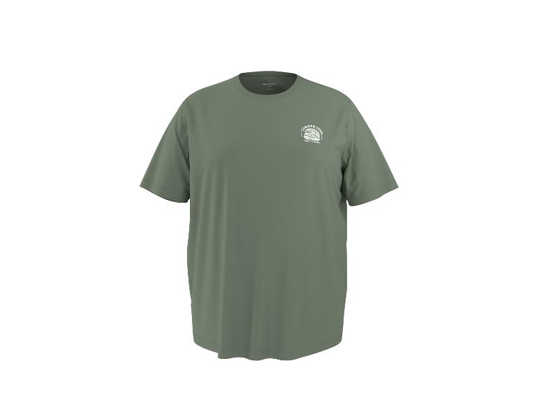 Grünes Herren-T-Shirt mit „Summer Surf Ride the Waves“-Aufdruck auf der Brust.