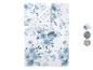 Bettwäsche-Set mit blauem Aquarell-Blumenmuster auf weißem Hintergrund.