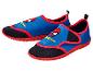 Blaue Kinder-Wasserschuhe mit Superhelden-Motiv und roter Sohle