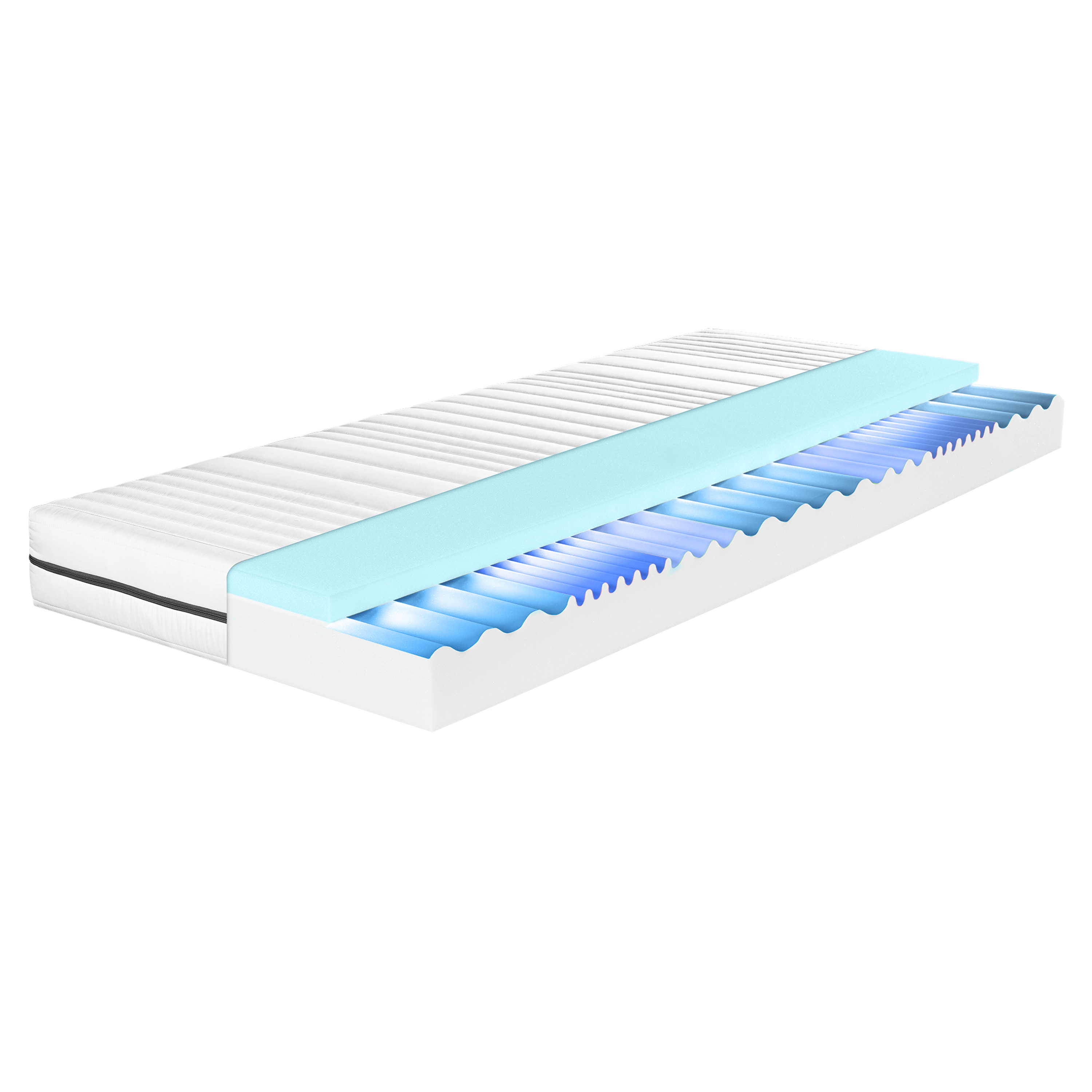 LIVARNO home Komfortschaummatratze »Waves«, Wellenschnitt (H3, 90 x 200)““ | wo er es am meisten benötigt. So werden sensible Bereiche wie Hüfte und Schultern optimal entlastet und die Wirbelsäule bleibt in ihrer natürlichen Seiten- oder Bauchschläfer bist – die Matratze passt sich dem Körper perfekt an und minimiert Druckpunkte effektiv. So kannst du die Nacht in vollen Zügen genießen. Für jeden Schlaftyp geeignet Ob du die Ruhe auf dem Rücken bevorzugst, die Geborgenheit der Seitenlage schätzt oder lieber auf dem Bauch schläfst – die Matratze bietet dir die optimale Unterstützung und sorgt für erholsamen Schlaf in jeder , , Komfort und ät im Alltag Praktische Griffbänder Die Matratze ist mit vier Griffbändern ausgestattet, die das Drehen und Wenden erleichtern. So kannst du die Matratze gleichmäßig nutzen und ihre Lebensdauer verlängern. Schnelles Auspacken und problemlose Nutzung Die Matratze wird vakuumverpackt geliefert und lässt sich nach 24-36 Stunden Entfaltungszeit nutzen. Investiere in dein Wohlbefinden Die Komfortschaummatratze »Waves« bietet dir alles, was du für eine erholsame Nacht brauchst: guter Liegekomfort, Einsinkzonen, und einfache Pflege. Investiere in deinen Schlaf und genieße jede Nacht wie auf Wolken. Gönne dir jede Nacht den Schlaf, den du verdienst, und starte den Tag voller Energie und Tatkraft! Produktmerkmale der Komfortschaummatratze »Wave« tabletd Produkttyp: Komfortschaummatratze Härtegrad: H2 mittel, H3 fest Härtegradempfehlung: Härtegrad H2 mittel: ca. 65 – 80 kg, Härtegrad H3 mittel-fest: ca. 80 – 100 kg Empfohlene Schlaf““